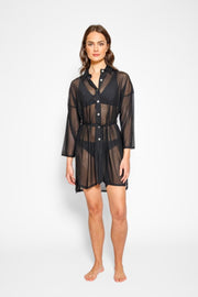 Robe chemise cache-cœur en filet Escape
