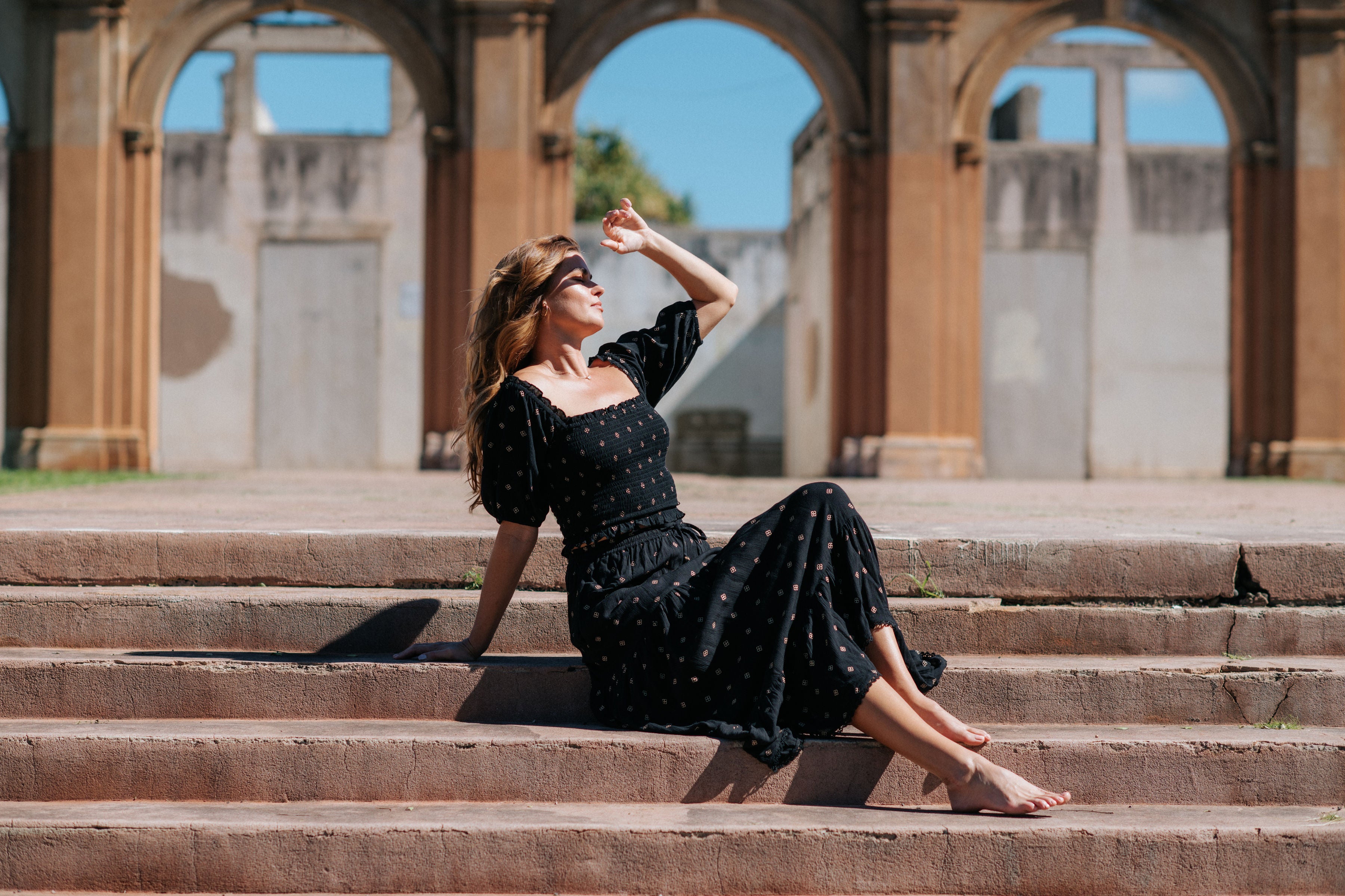 Miami Shine Skirt Set in Black Gold