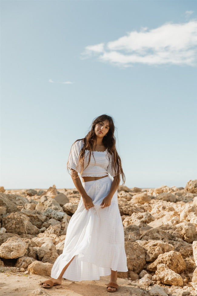 riviera collection maxi skirt and crop top boho outfit inspo koy resort