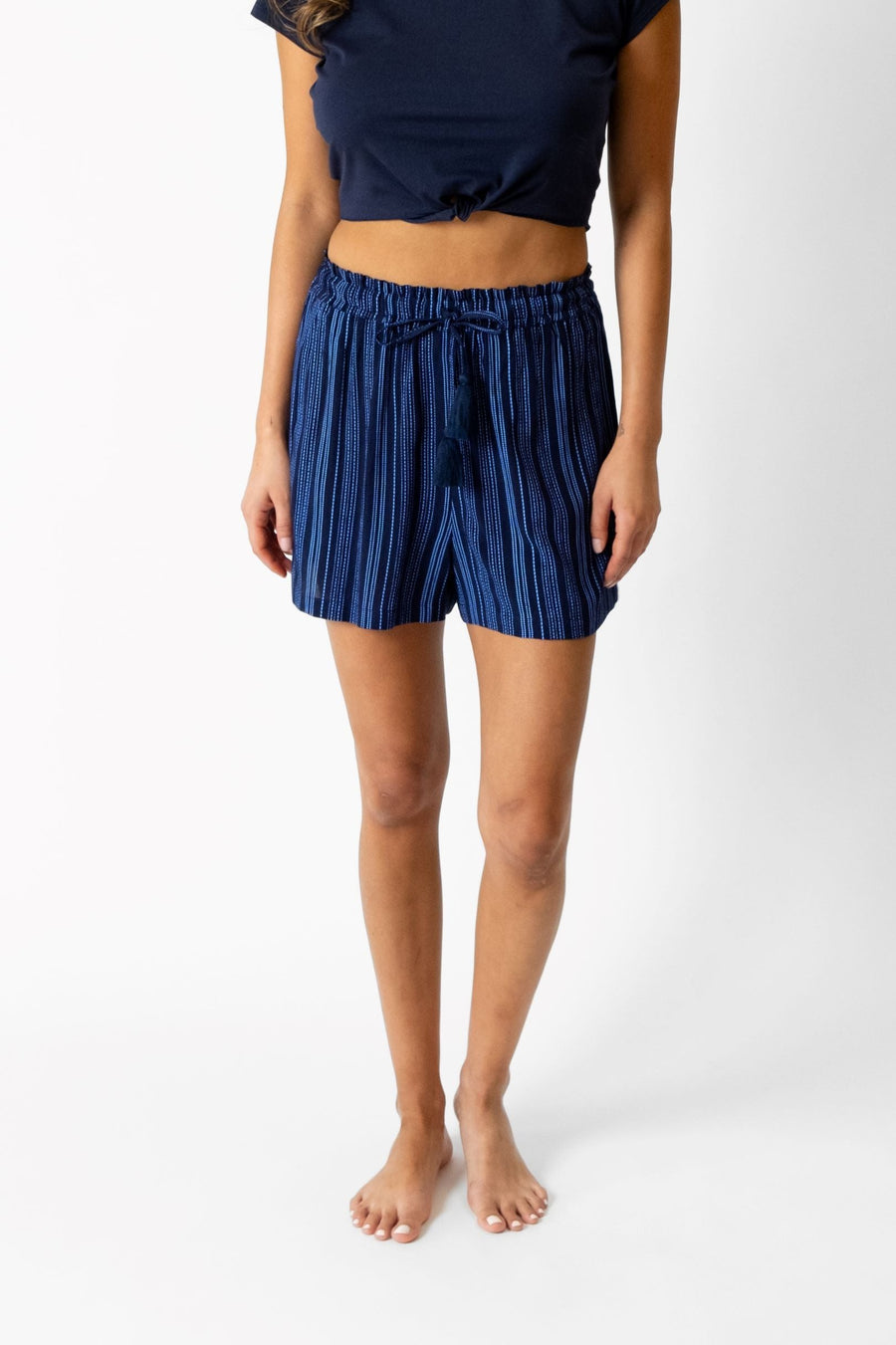 Marina Stripe Front Tie Shorts