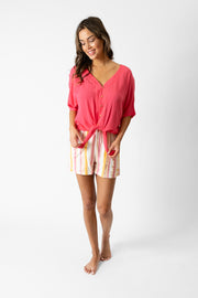 koy resort miami tie front blouse top in guava pink for spring 2024 women's fashion collection