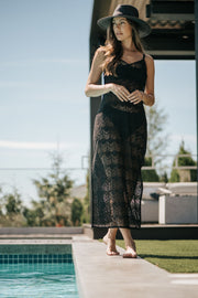 Flamenco Sheer Lace Strappy Midi Dress