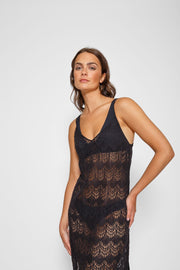 Flamenco Sheer Lace Strappy Midi Dress