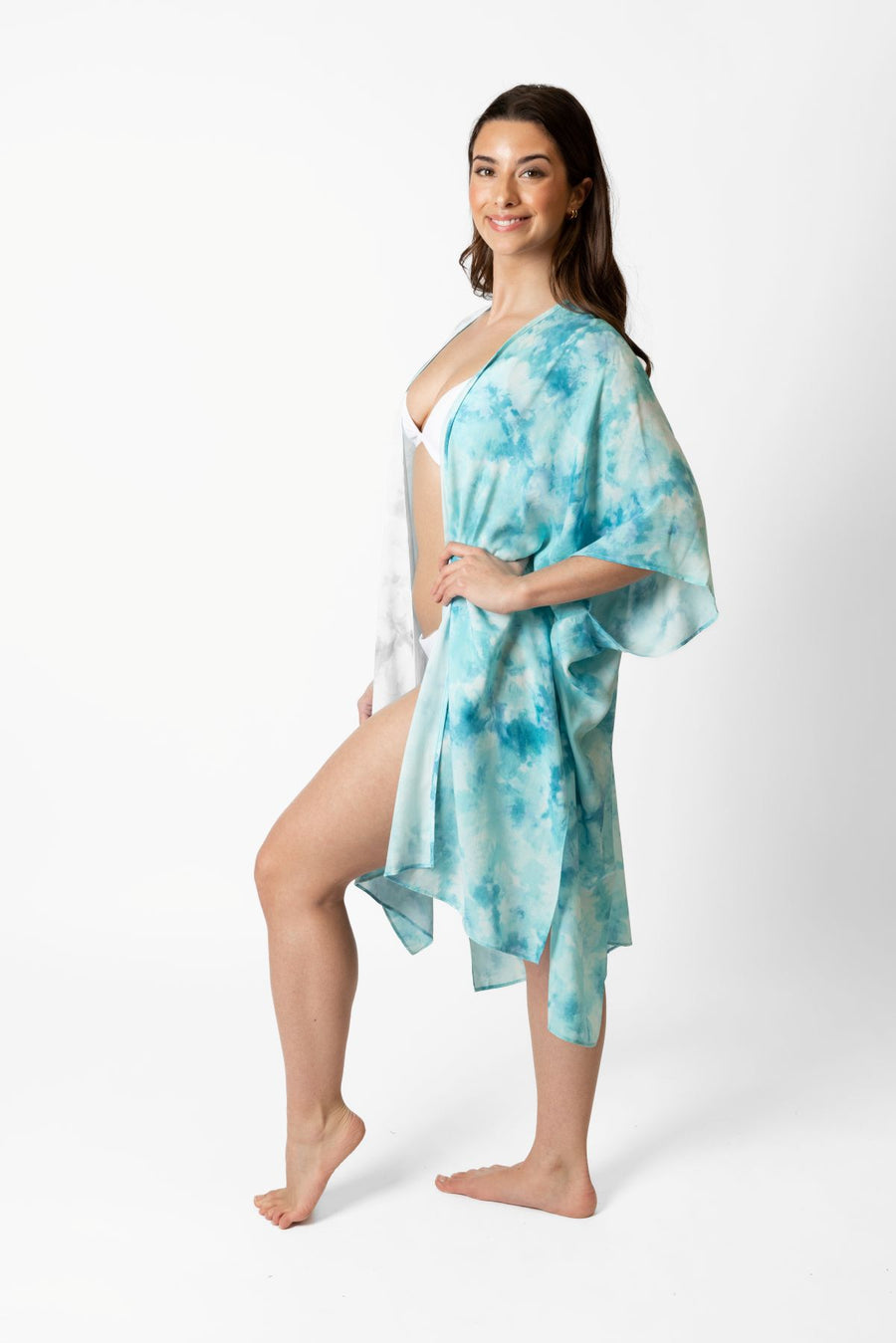 Kimono de plage imprimé Tie Dye Aquarelle