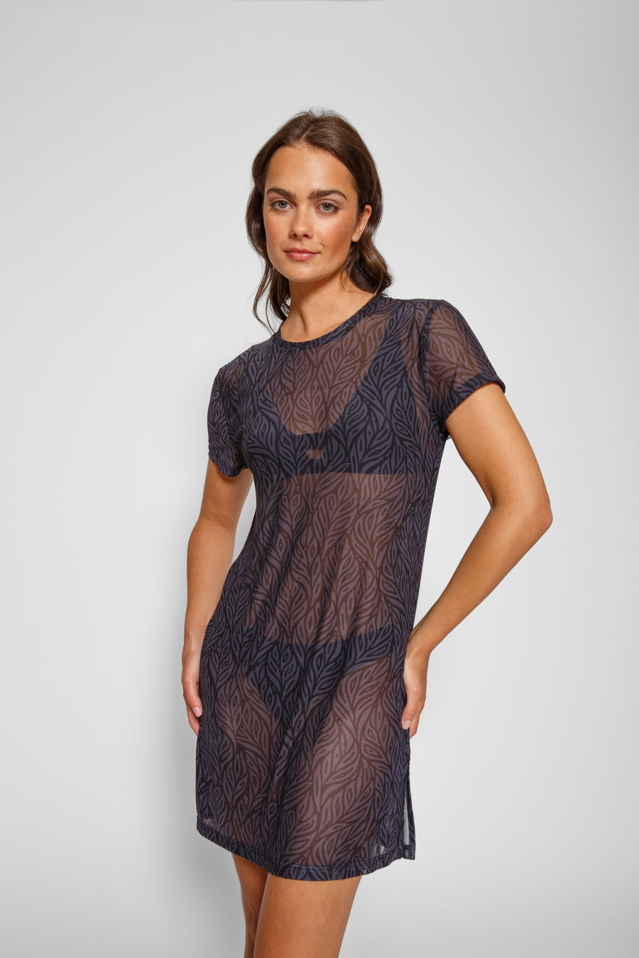 Seascape Mesh Mini T-Shirt Dress