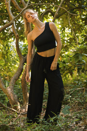 Miami Asymmetrical Smocked Crop Top