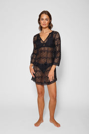 Flamenco Lace Crochet Beach Cover Up Dress