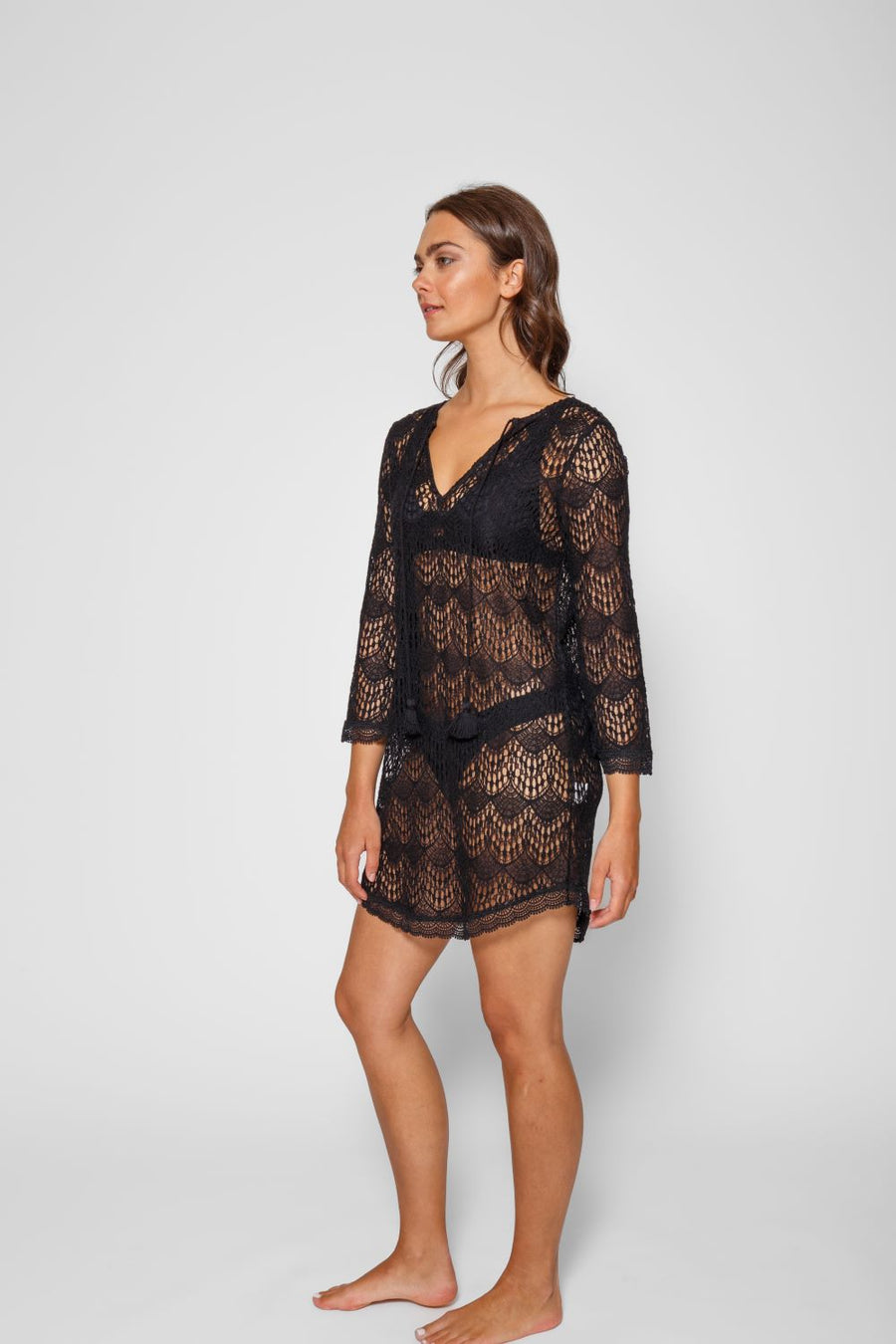 Flamenco Lace Crochet Beach Cover Up Dress