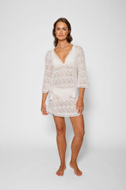 Flamenco Lace Crochet Beach Cover Up Dress