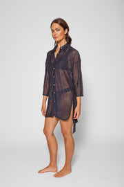 Seascape Mesh Button Up Shirt Dress