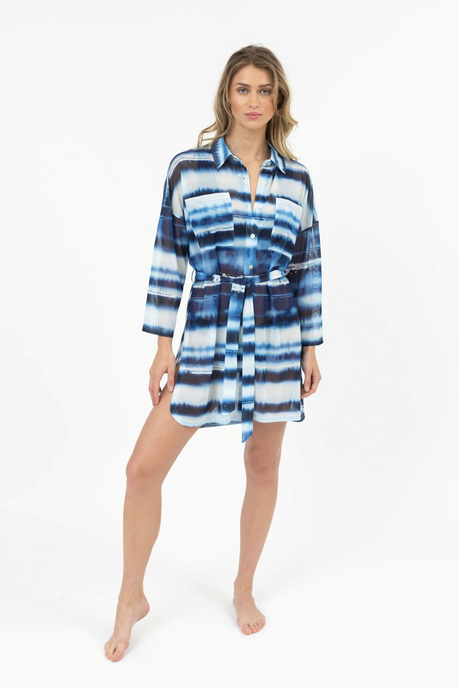 Escape Mesh Cover Up Shirt Dress