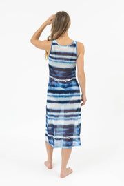 Escape Mesh Asymmetrical Slip Midi Tank Dress