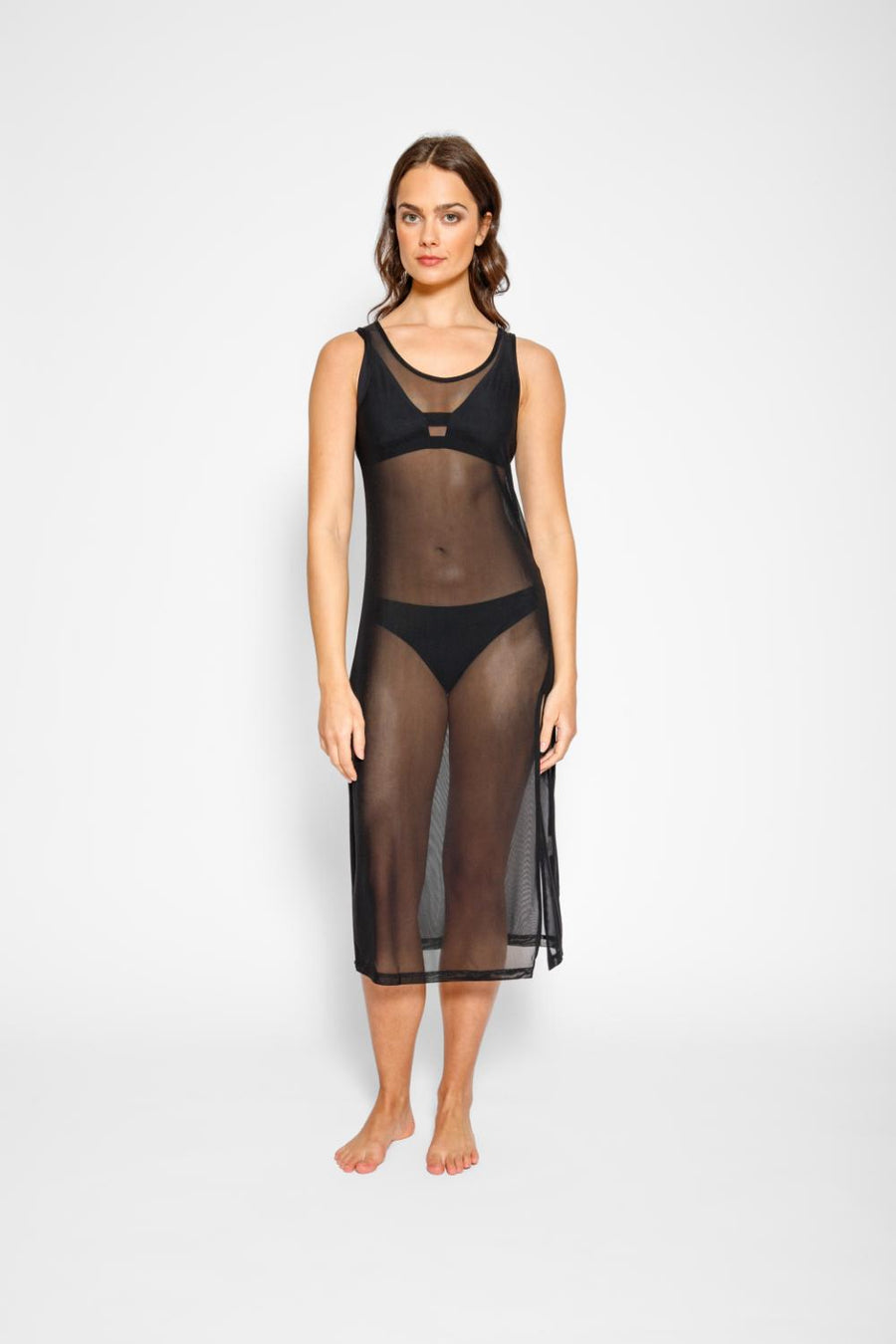 Robe débardeur mi-longue à enfiler asymétrique Escape Mesh