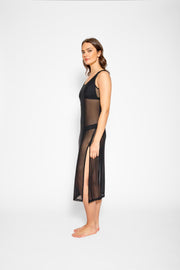 Robe débardeur mi-longue à enfiler asymétrique Escape Mesh