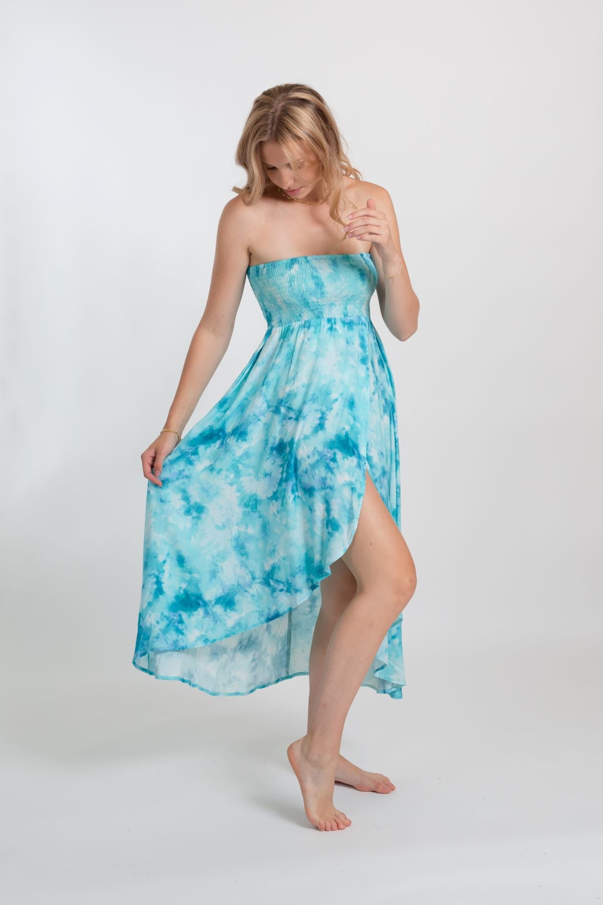 Aquarelle Tie Dye Convertible Bandeau Dress | Koy Resort | Women's Travel \u0026  Vacation Fashion