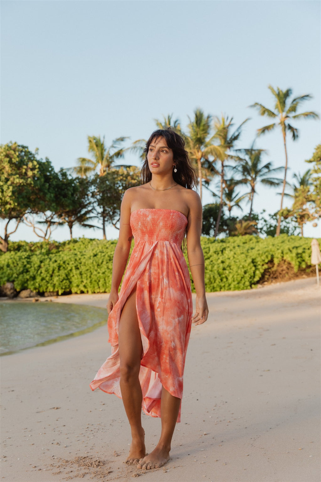 bandeau beach dress Aquarelle Tie Dye Convertible | Koy Resort Color:Blue Stream global-customer_personality-Emma Linen Dress Only Blue Crafted in a delicate