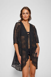 Flamenco Lace Crochet Beach Cover Up Kimono