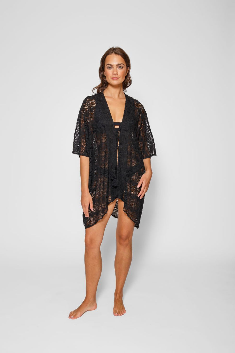 Flamenco Lace Crochet Beach Cover Up Kimono