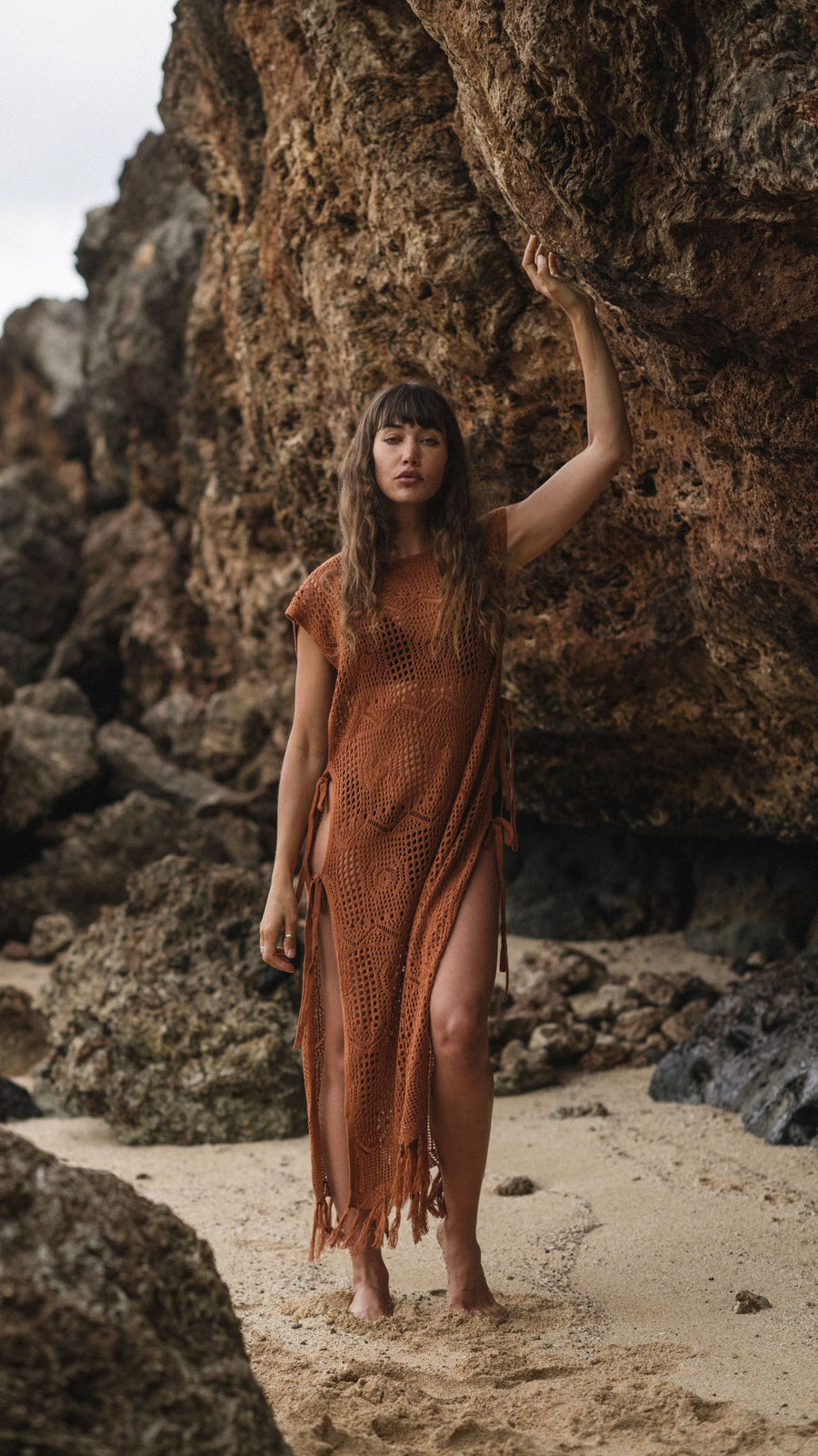 Santorini Fringe Open Knit Dress