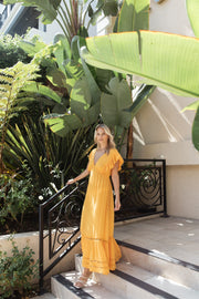 Miami Luxe Ruffle Sleeve Maxi Dress