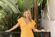 Robe longue à manches volantées Miami Luxe