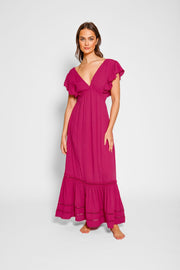 Miami Luxe Ruffle Sleeve Maxi Dress