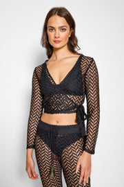 Zuma Long Sleeve Crochet Wrap Top