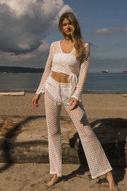 Zuma Long Sleeve Crochet Wrap Top