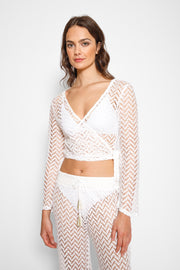 Zuma Long Sleeve Crochet Wrap Top