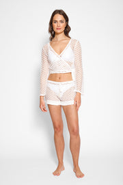 Zuma Long Sleeve Crochet Wrap Top