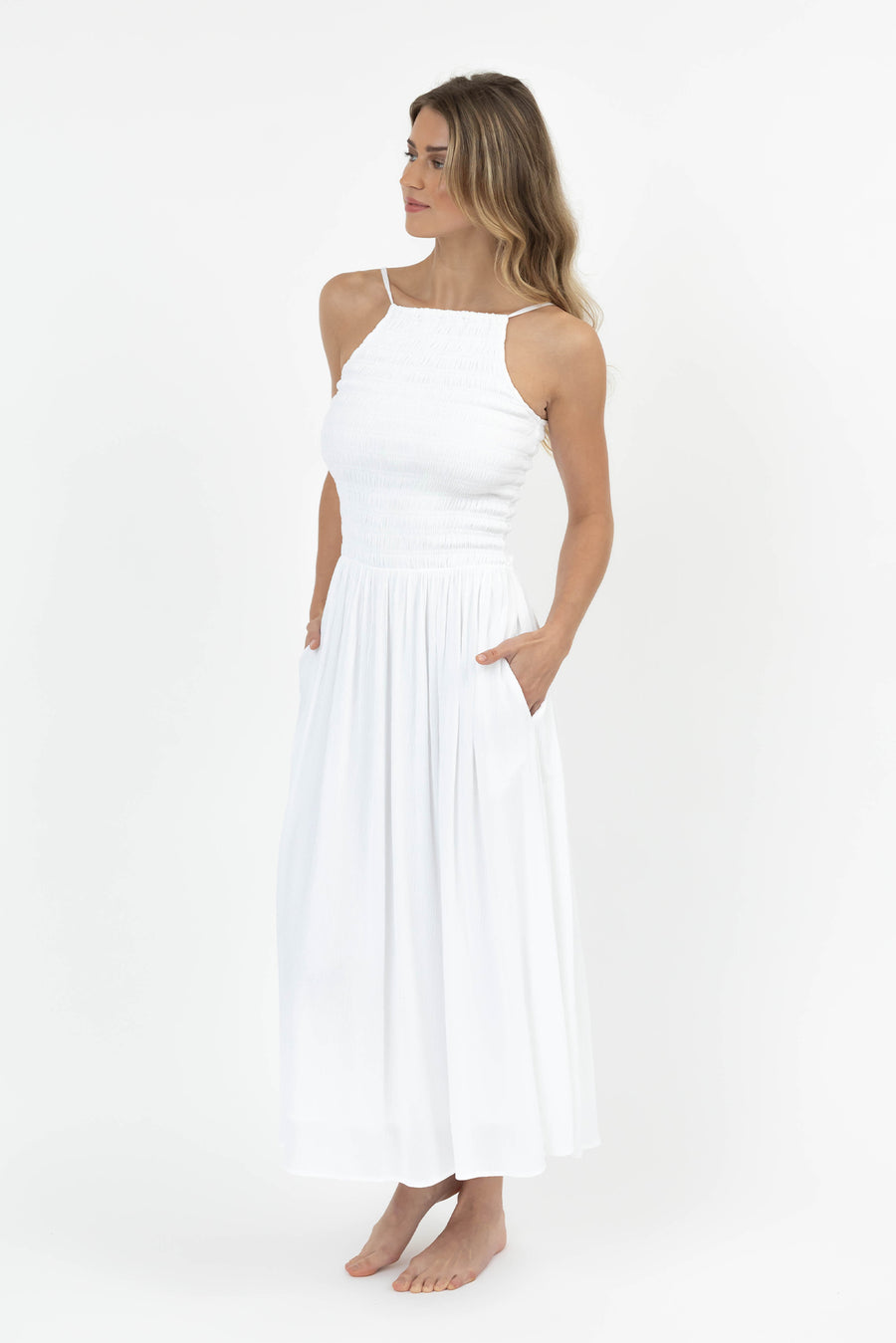 Miami Luxe High Neck Midi Dress