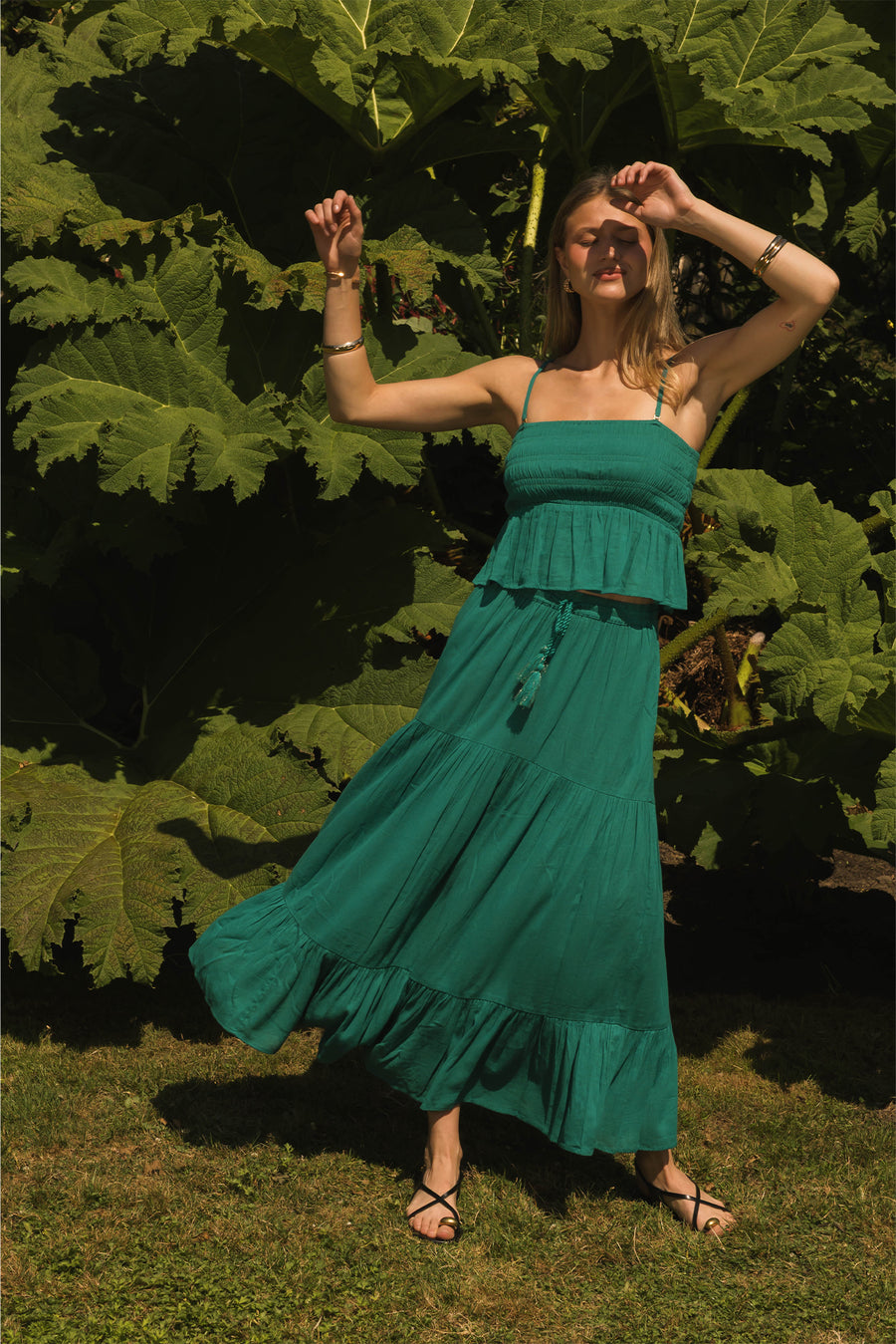 Miami Tiered Boho Maxi Skirt - Teal / S Miami Tiered Boho Maxi Skirt - Teal / S