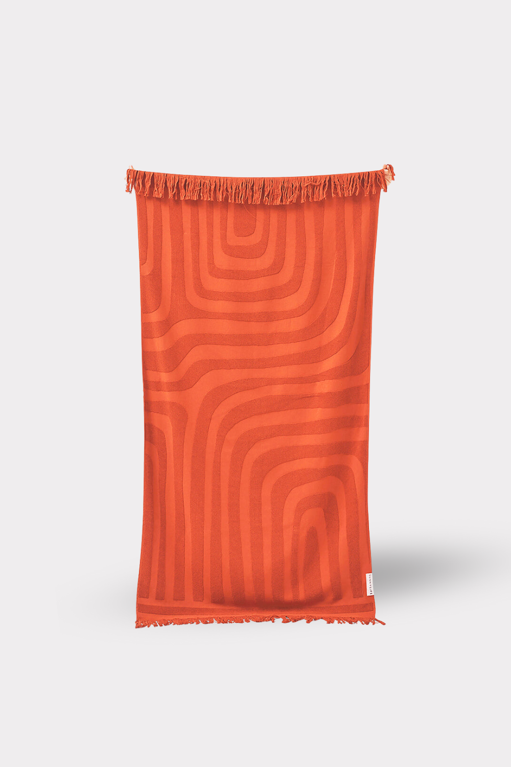 Sunnylife luxe beach towel in terracotta red orange with abstract detail, a summer pop up exclusive online only at Koy Resort.
