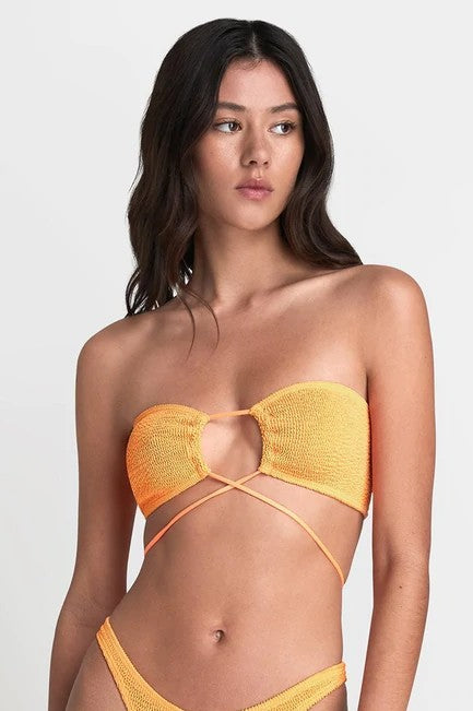Bond-Eye Core Margarita Bandeau Bikini Top - Tangerine. available exclusively online at Koy Resort summer 2023 shop